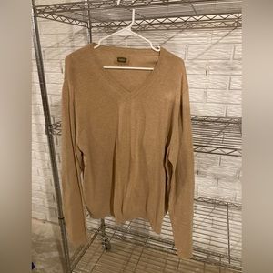 100% Cotton Beige V neck Sweater Men’s Size XLT